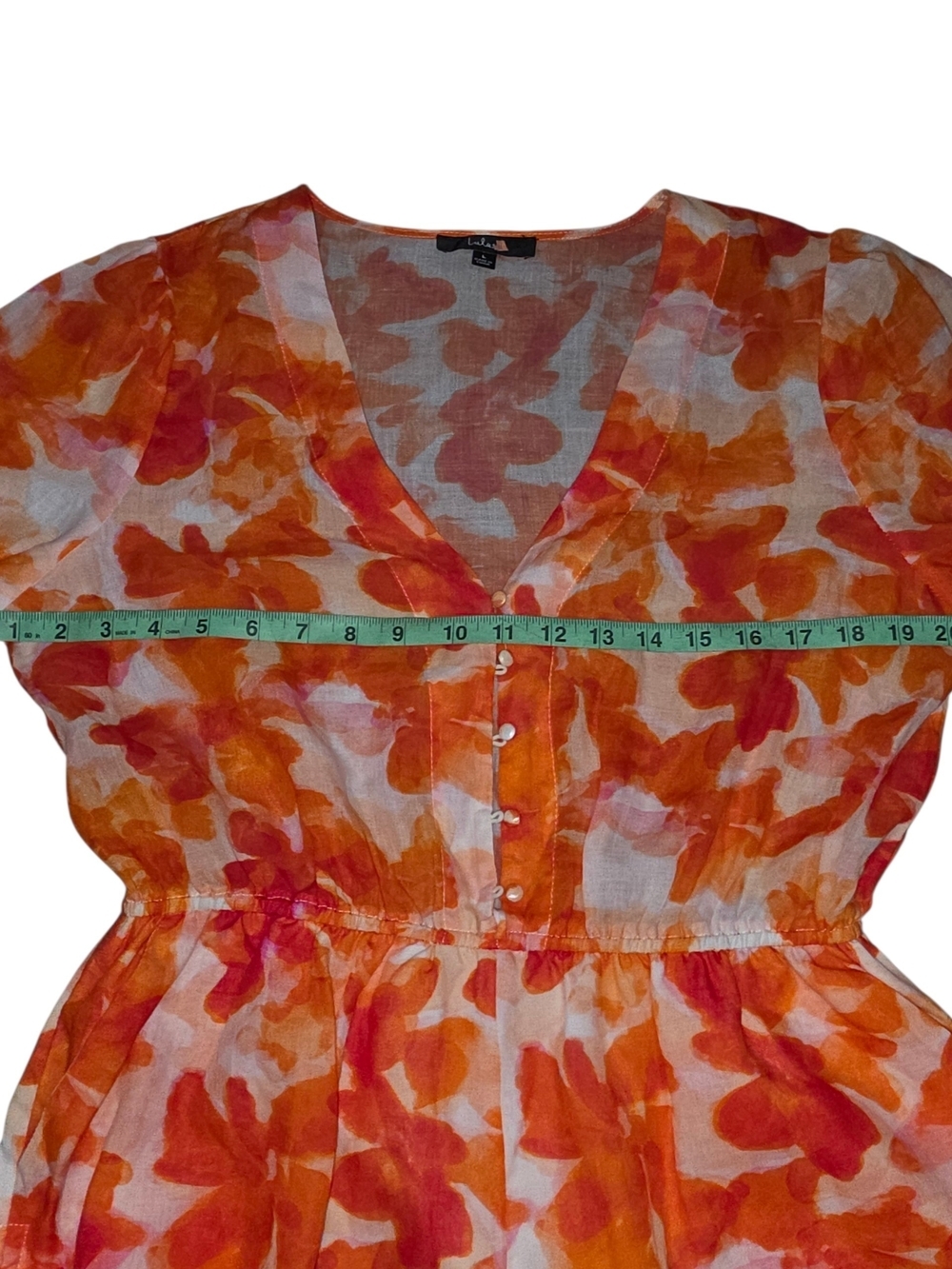 Lulus Sunny Demeanor Orange Floral Linen Blend Romper Long Sleeve Drawstring L - Picture 8 of 11